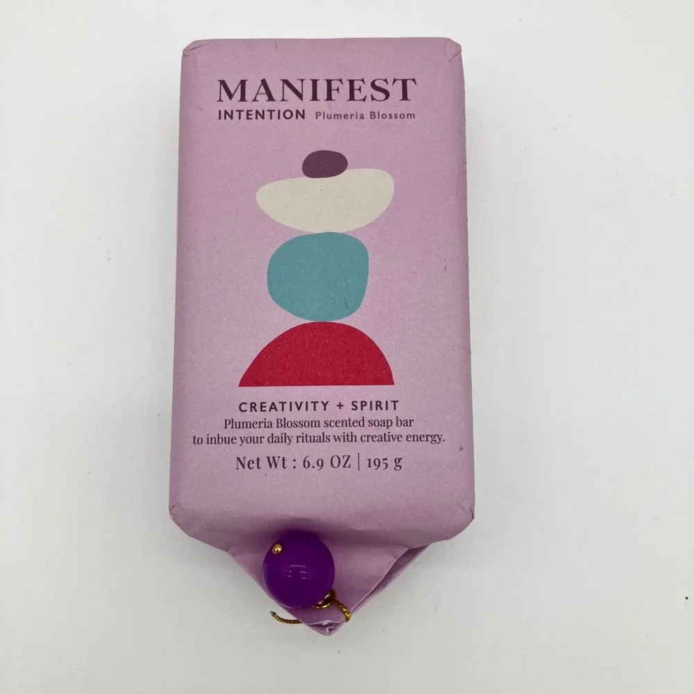 Manifest Intention Soap Bar Plumeria Blossom 6.9 oz Purple Creativity Spirit